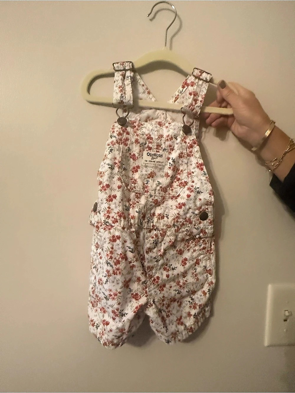 2T OshKosh B'gosh Toddler Floral Print Shortalls Floral Overalls in White & Red